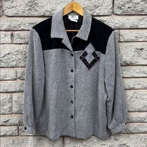 Vintage Lana Lee Chic Gray and Black Embroidered Jacket